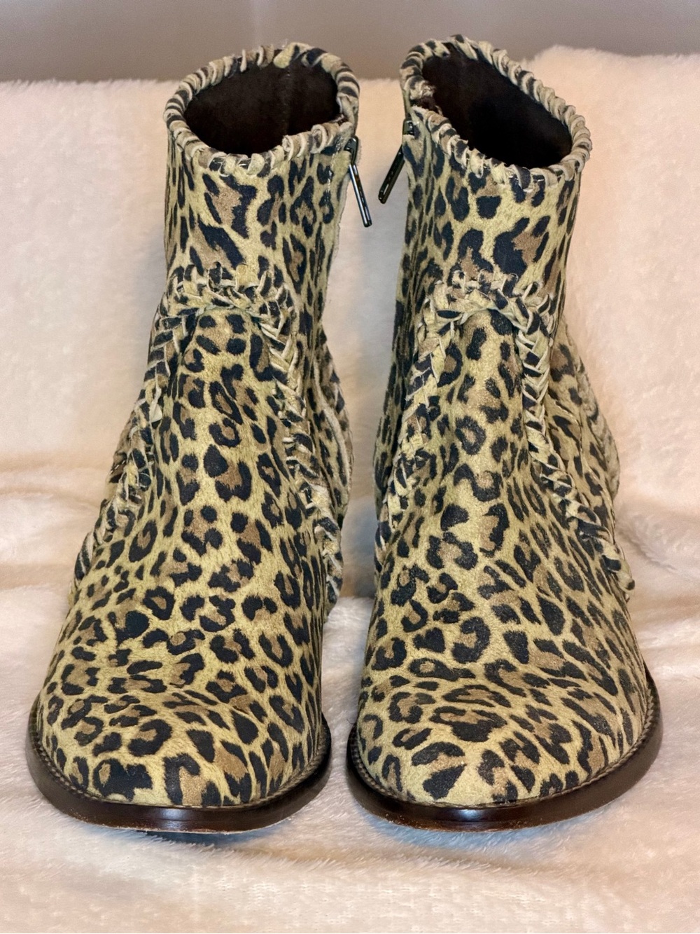 Very Volatile Leopard Print Ankle Booties in Tan and Black